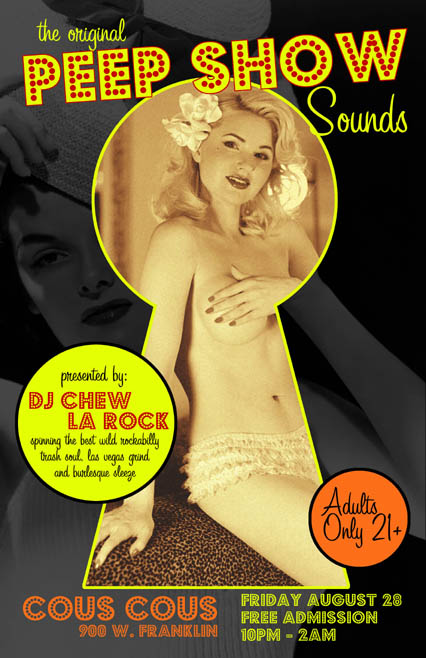 Rob Sheley - Posters - Peep Show Sounds DJ Night Poster Rob Sheley - Posters - Peep Show Sounds DJ Night Poster